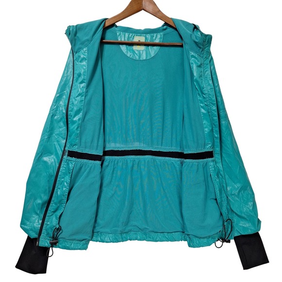 Colosseum Athletics Hooded Windbreaker Womens S Teal Jacket Thumbhole Cuffs Mesh - Picture 3 of 14